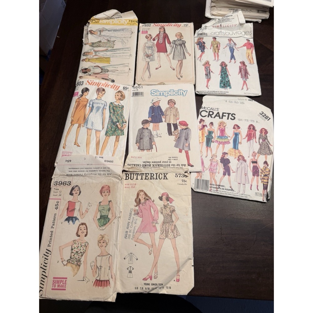 Lot of  8 Vintage Simplicity Butterick Mccall's Sewing Patterns